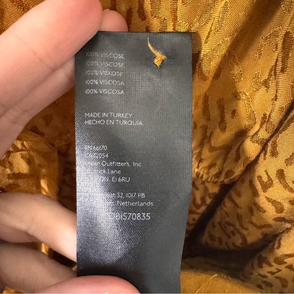 Anthropologie Long-Sleeve Yellow Leopard Print Shimmer Mini Dress Size Medium - Picture 14 of 14